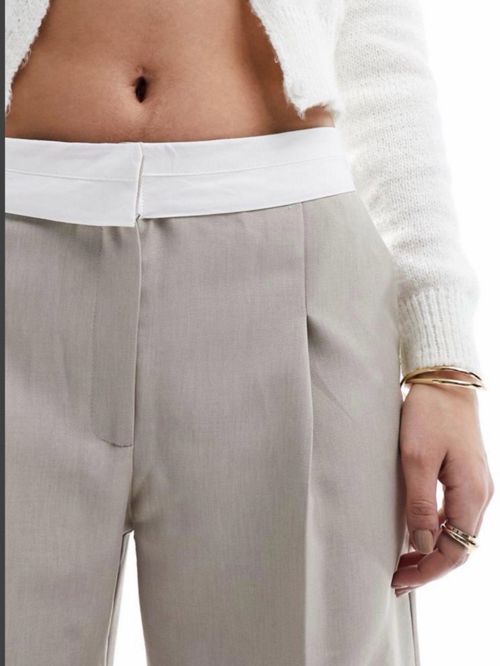 NWT Miss Selfridge Wide Leg Pleated Trousers High Waist Taupe Sz 2